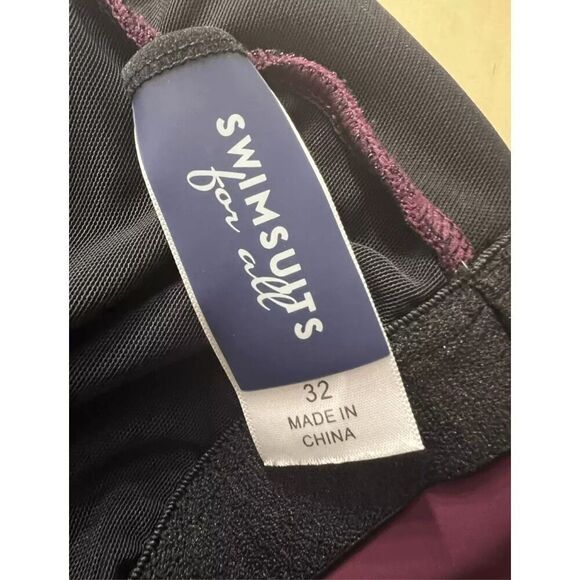 Swimsuits For All Wine Crochet Side Slit V-Neck Swim Dress Plus Size 32 Burgundy - Picture 11 of 13